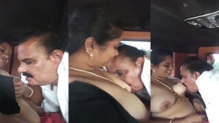 Mallu village wife boobs sucking inside car